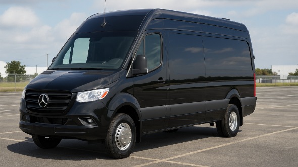 Exterior of Charter Bus Company Lawton's 14 Passenger Sprinter Limousine in Lawton
