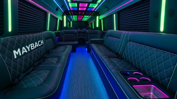 Interior of Charter Bus Company Enid's 20 Passenger Party Bus in Enid