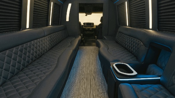 Interior of Charter Bus Company Moore's 25 Passenger Party Bus in Moore