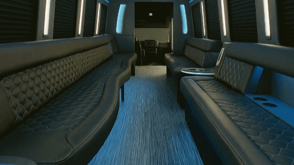 Interior of Charter Bus Company Norman's 30 Passenger Party Bus in Norman