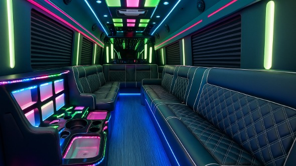 Interior of Charter Bus Company Stillwater's 30 Passenger Party Bus in Stillwater