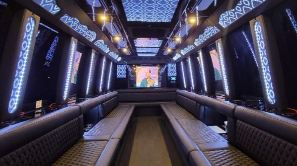 Interior of Charter Bus Company Tulsa's 30 Passenger Party Bus in Tulsa