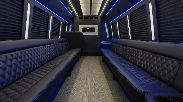 Interior of Charter Bus Company Norman's 40 Passenger Party Bus in Norman