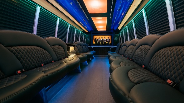 Interior of Charter Bus Company Tulsa's 40 Passenger Party Bus in Tulsa