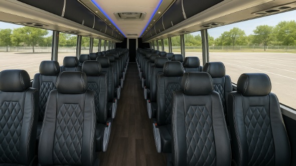Interior of Charter Bus Company Oklahoma City's 46 Passenger Charter Bus in Oklahoma City