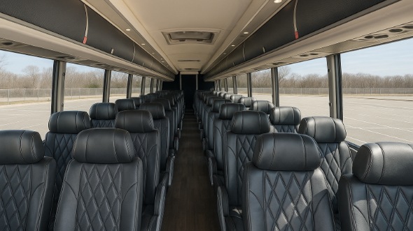Interior of Charter Bus Company Oklahoma City's 47 Passenger Charter Bus in Oklahoma City