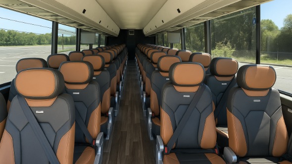Interior of Charter Bus Company Oklahoma City's 51 Passenger Charter Bus in Oklahoma City