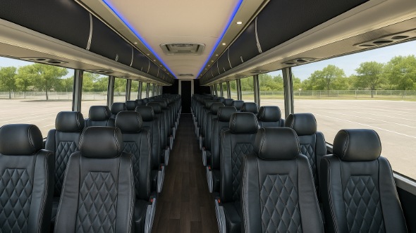 Interior of Charter Bus Company Oklahoma City's 54 Passenger Charter Bus in Oklahoma City